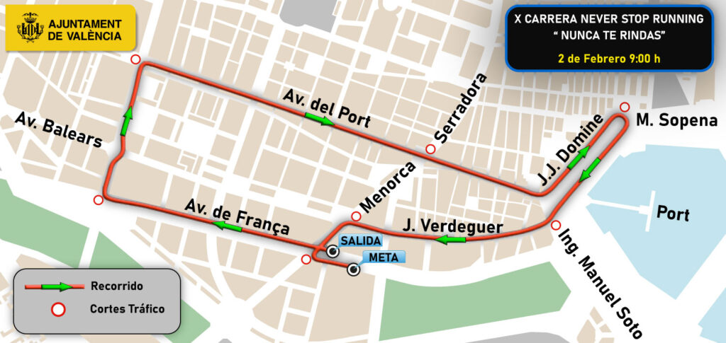 recorrido Carrera Never Stop Running Valencia 2025
