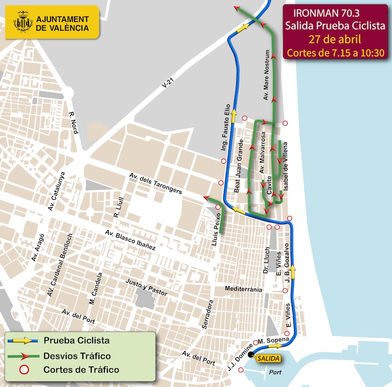 Ironman Valencia transito salida