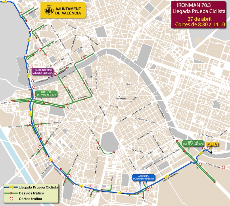 llegada ironman valencia transito