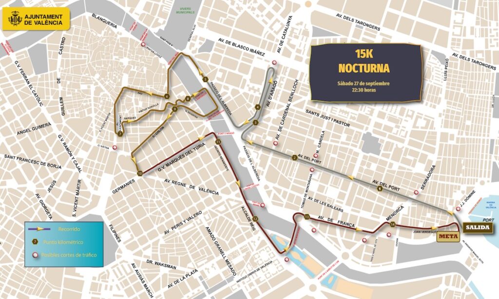 recorrido 15K Nocturna Valencia 2025