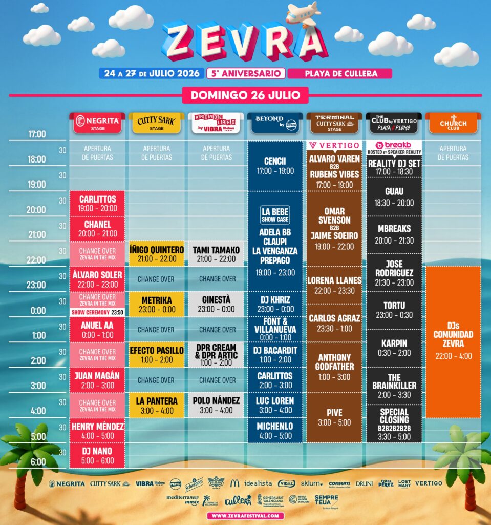 Zevra Horario Domingo 2026