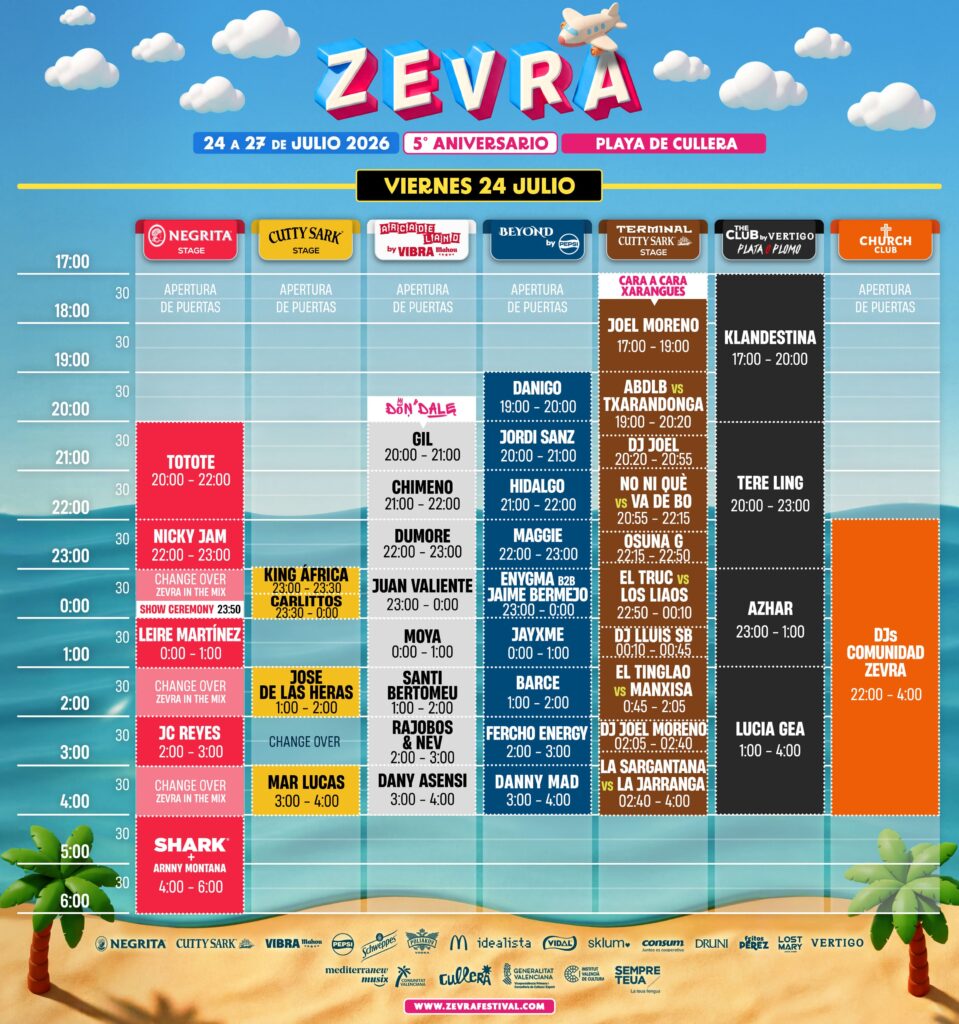 Zevra Horario Viernes 2026
